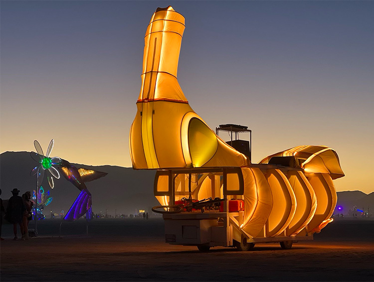 The Banana chills at sunrise at Burning Man.